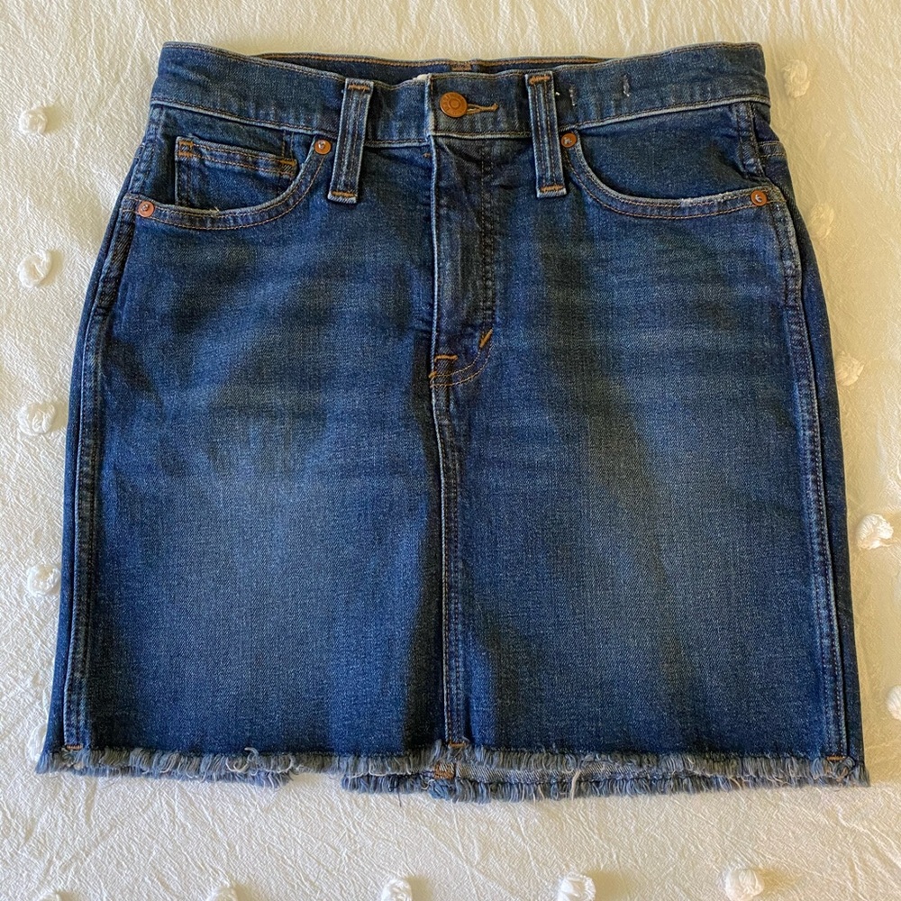 Madewell Stretch Denim Raw-Hemmed Mini Skirt